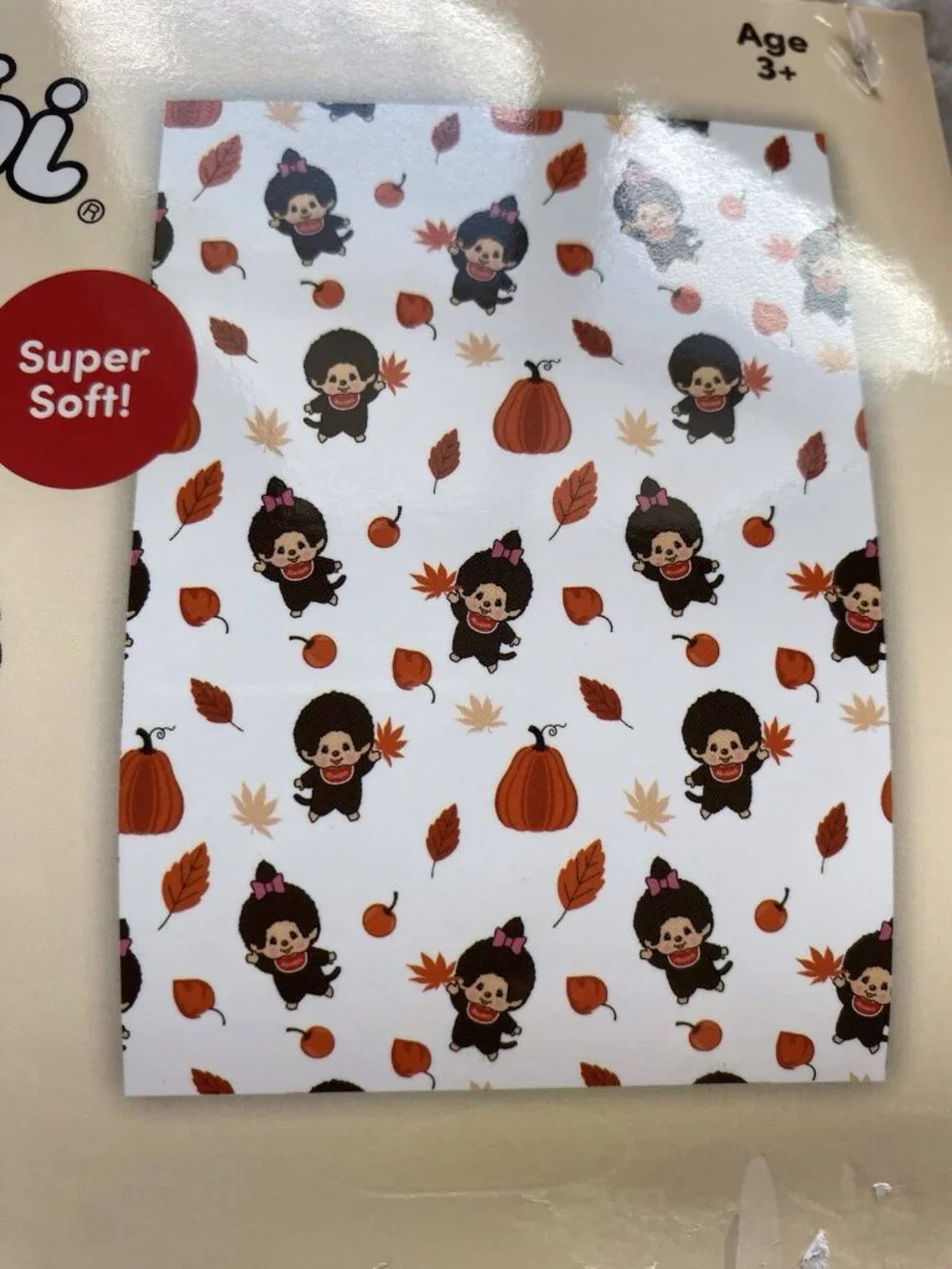 Monchhichi Autumn Fall Pumpkin Soft Plush Throw Blanket 50” X 70” NEW